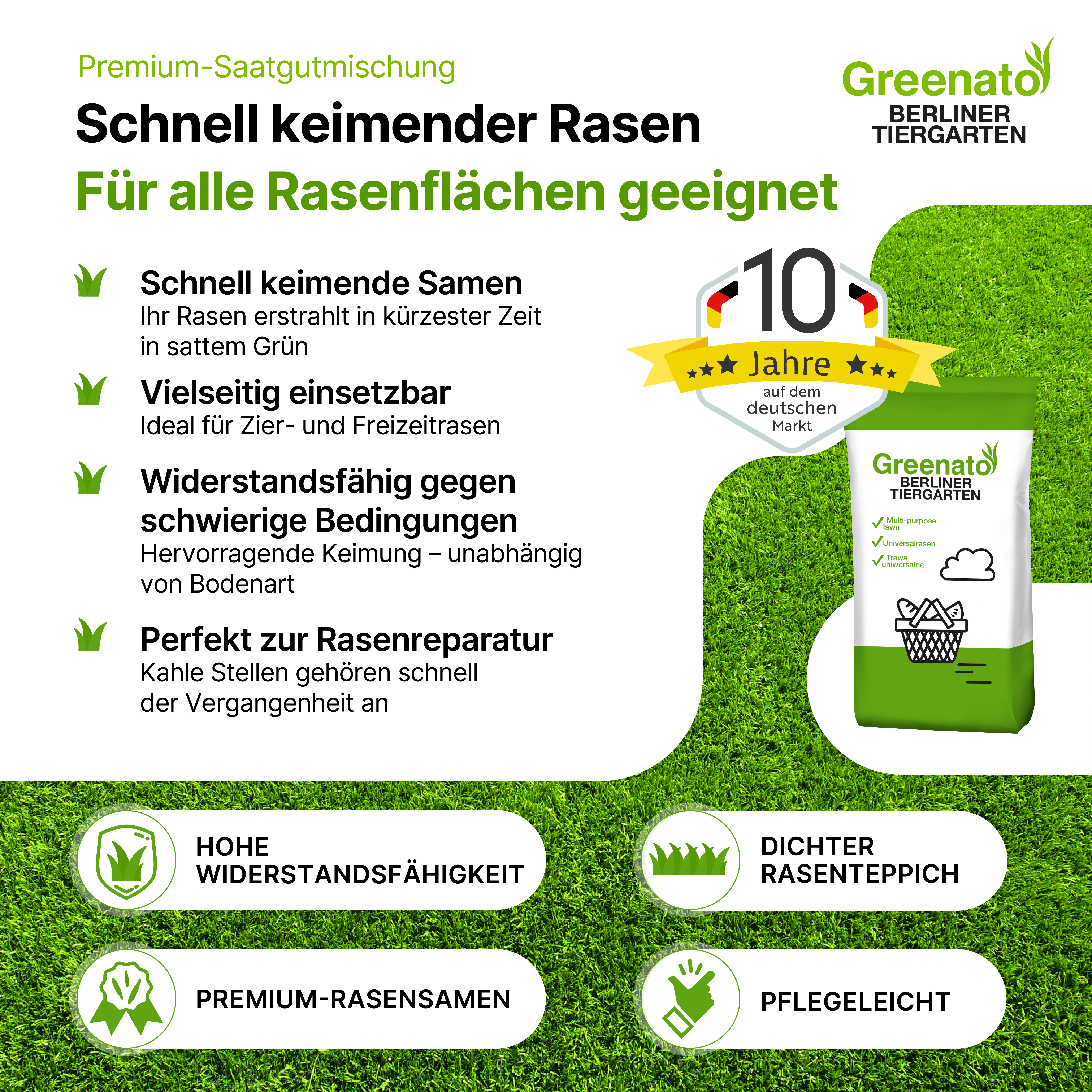 25kg Rasensamen Dürreresistenter Rasen für Trockenflächen Grassamen Gras Saatgut - Bild 2 von 7